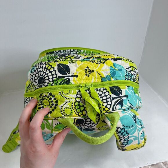 Vera Bradley Retired Limes Up Green Quilted Patterned Backpack Laptop Bag - Picture 4 of 13